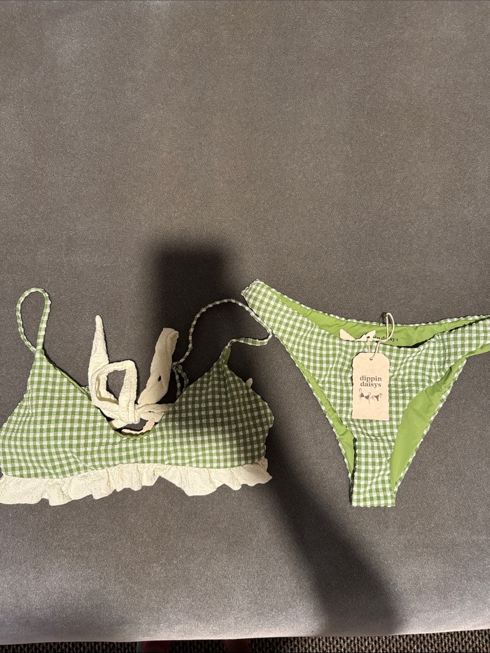 NWT Dippin' Daisy's Green Gingham Bikini Set